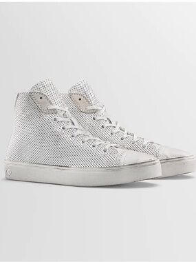 Koio - court distressed white perforated leather High-Top Sneakers size 10